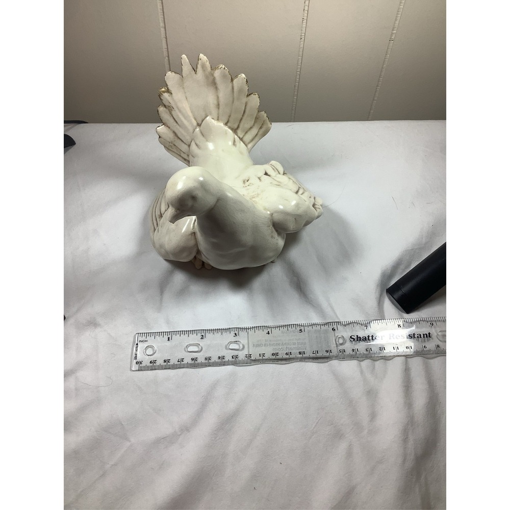 White Ceramic Dove Pigeon Bird Statue MCM 11"